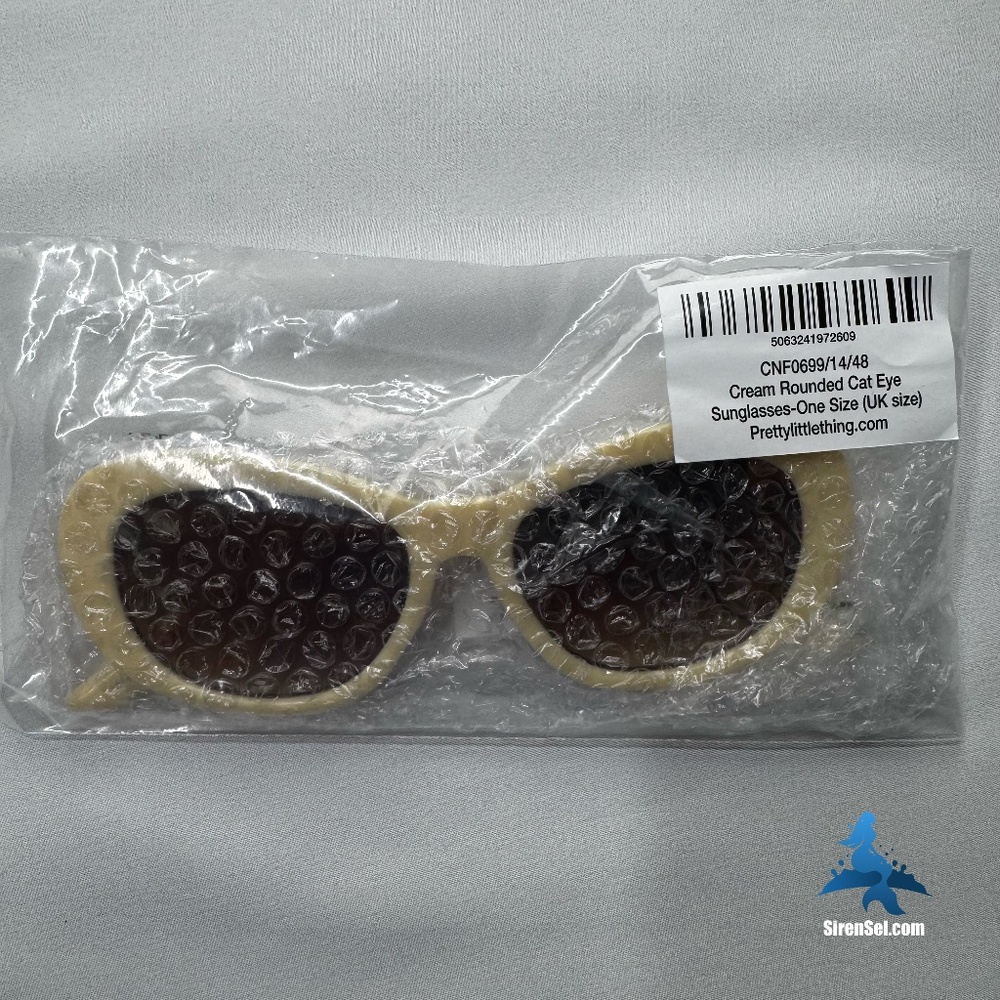 1185 NWT PrettyLittleThing Cream Rounded Cat Eye Sunglasses